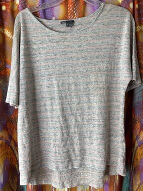 vince gray & pink striped short sleeve top
